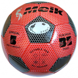 Мяч футбольный "Meik-3009" 3-слоя PVC 1.6, 300 гр, машинная сшивка черно-красный