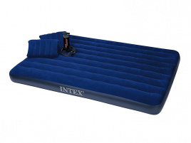 68765, Intex, Надувной матрас Classic Downy Bed, 152х203х22см с подушками и насосом