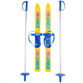 Лыжи пластиковые "Олимпик-Спорт" 66 см с палками 75 см Мишки