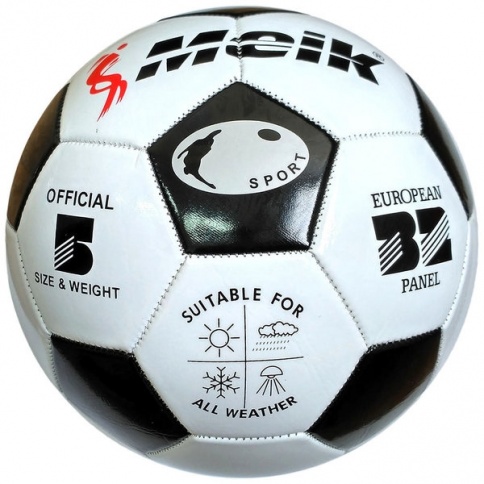 Мяч футбольный "Meik-2000" 3-слоя PVC 1.6, 300 гр, машинная сшивка черно-белый фото 1