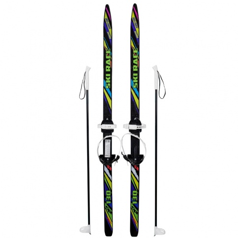 Лыжи подростковые SKI RACE с палками 140/105 фото 3